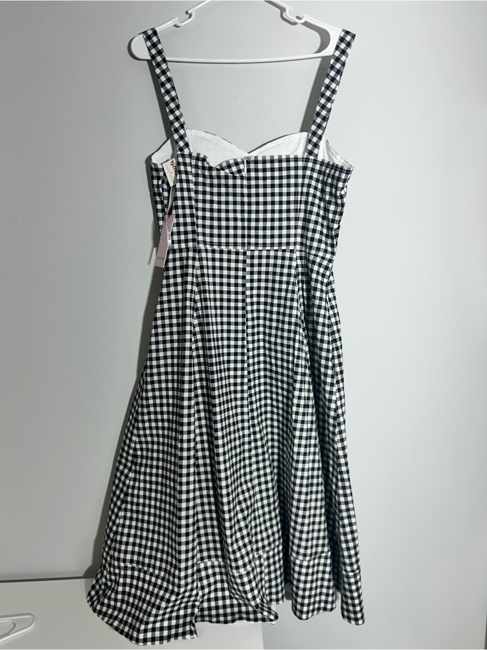 Avec Les Filles Black & White Gingham Sweetheart Lined Midi Zipper Dress Size 14 - Picture 3 of 16